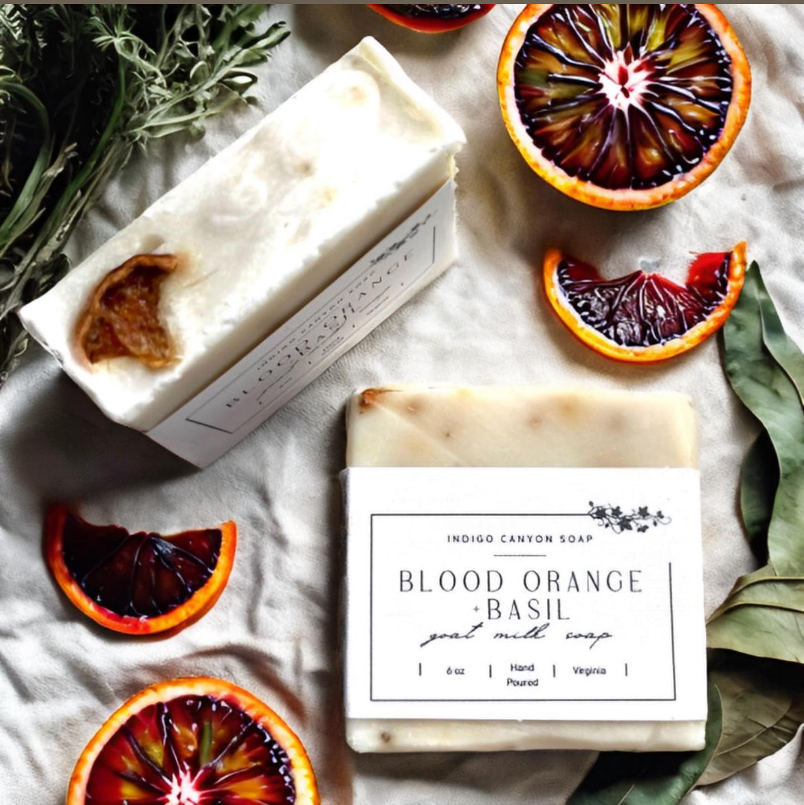 Blood Orange + Basil Natural Homemade Artisan Soap top view